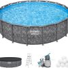 Bestway Above Ground Pool Set, 18 ft x 52 in, Dark Marble - APX 365