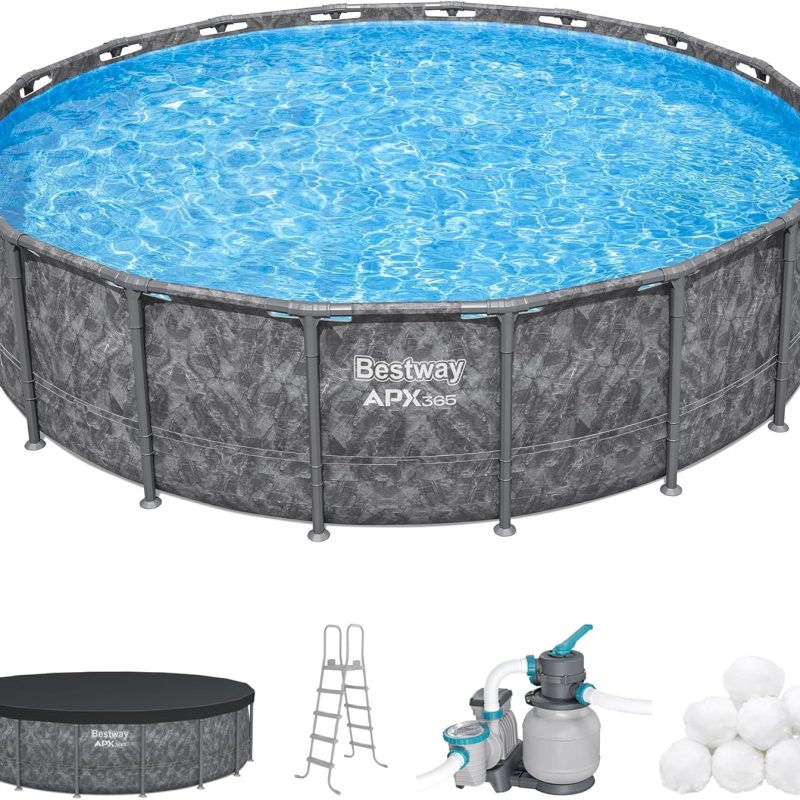 Bestway Above Ground Pool Set, 18 ft x 52 in, Dark Marble - APX 365