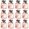 Big Dot of Happiness Pastel Halloween - Square Favor Gift Boxes - Pink Pumpkin Party Bow Boxes - Set of 12