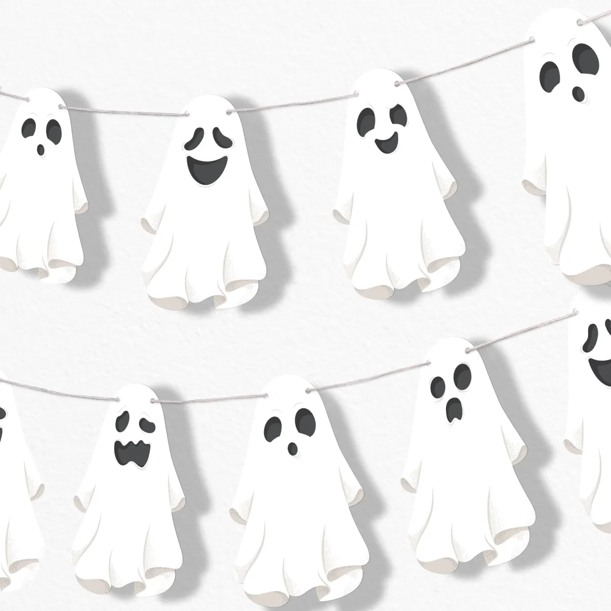 Big Dot of Happiness Spooky Ghost Garland Banner, Halloween Party Decorations Backdrop, 30 Feet of Cord, 15 Paper Ghost