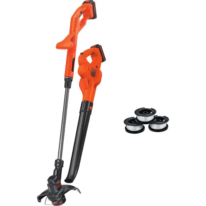 BLACK+DECKER 20V MAX Cordless String Trimmer And Leaf Blower Combo Kit, 3 Spools, 2 1.5 Ah Batteries And Charger - LCC22