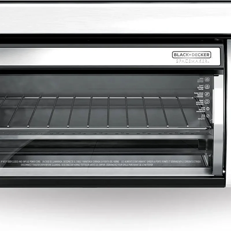 BLACK+DECKER SpaceMaker Under-Cabinet Toaster Oven, Black/Stainless Steel, 9 in Pizza, 4 Slice - TROS1000D