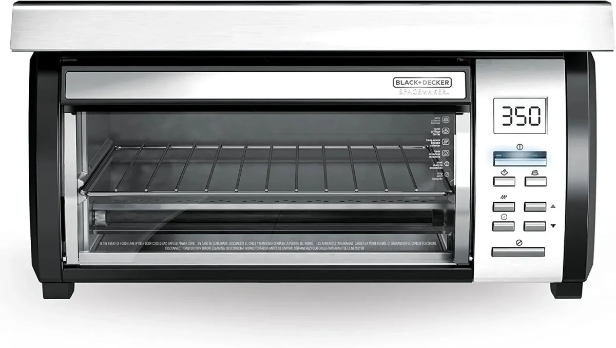 BLACK DECKER SpaceMaker Under Counter Toaster Oven, Digital Controls, Black/Stainless Steel, Fits 9 in Pizza Or 4 Slices