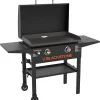 BLACKSTONE Original 28 inch Griddle With Integrated Protective Hood And Counter Height Side Shelves, Powder Coated Steel