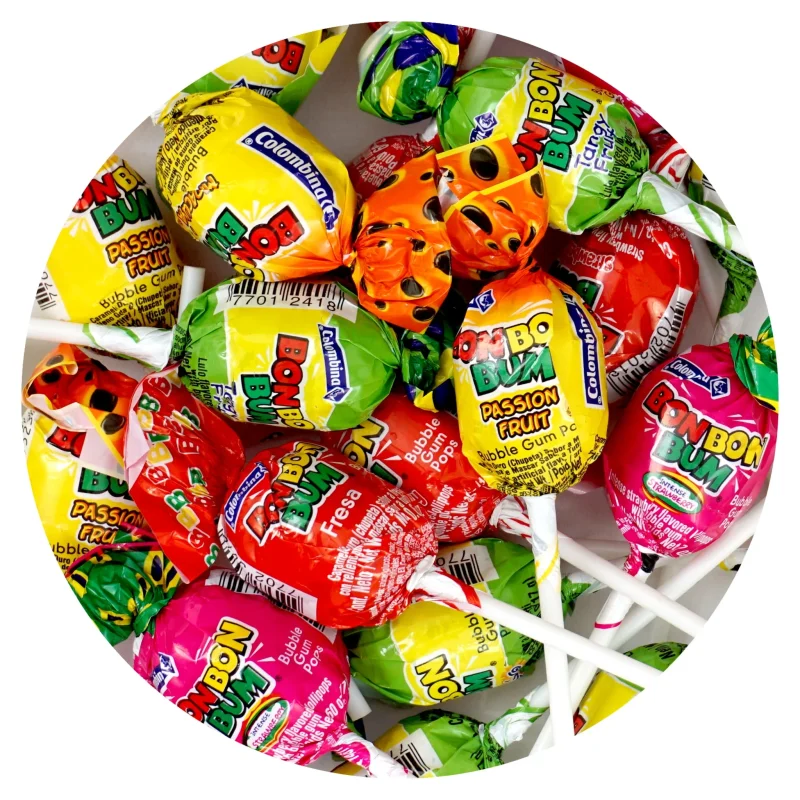 Bon Bon Bum Assorted Flavors Candy Lollipops, 1 Pound Bulk Candy (Approx. 22 pcs.), Individually Wrapped Lollipops with