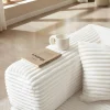 Boneless Folding Futon Sofa Bed, Fixed-Shape Corduroy Upholstered, White, 81 Inches