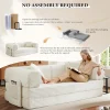 Boneless Folding Futon Sofa Bed, Fixed-Shape Corduroy Upholstered, White, 81 Inches