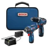 BOSCH 12V Max Cordless Drill/Driver And Impact Driver Combo Kit With 2 Batteries, Charger And Case - CLPK22-120
