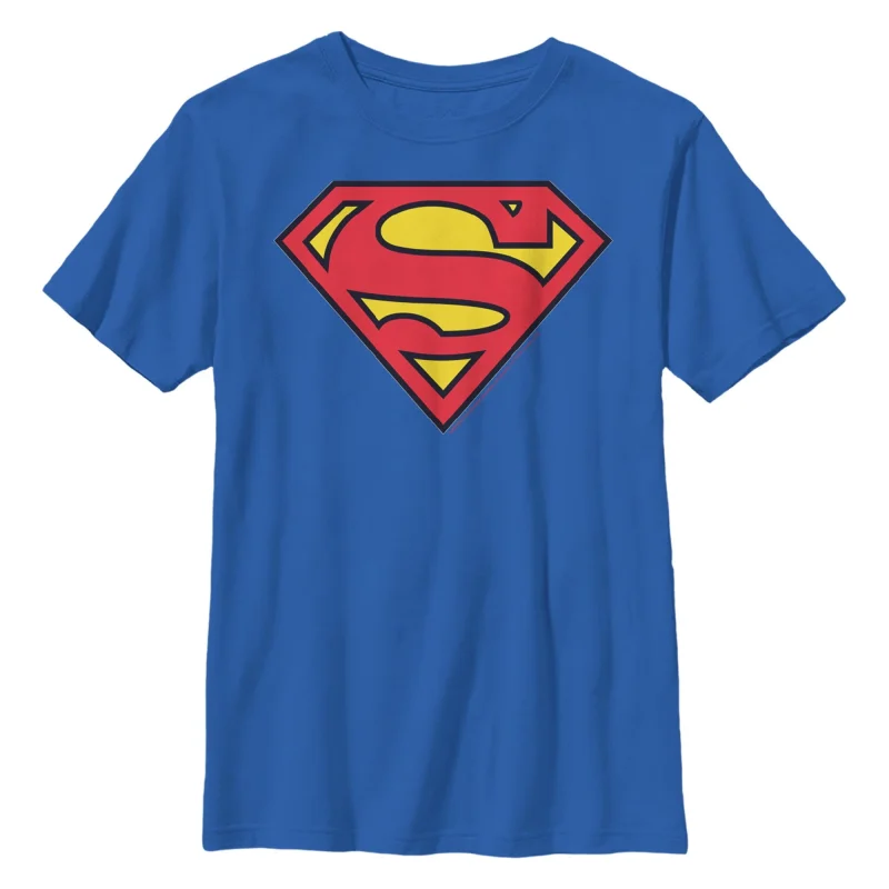 Boy's Superman Classic Logo Graphic Tee Royal Blue Medium