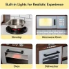 BRINJOY Corner Wooden Kids Play Kitchen With Faucet, Sink, Microwave, Oven, Apron, Blackboard, Sound And Light