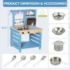 Brinjoy Kids Mud Kitchen Playset, Double-Sided Wooden, Blue, 22.5 x 21.5 x 33.5 in