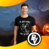 BROOKLYN VERTICAL Adult Halloween Printed T-Shirts Jack O' Lantern Pumpkin Skeleton Fun Costume Designs