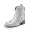 BURUDANI Girls Cowgirl Boots Kids Zip-Up Ankle Child Low Heel Dress Booties