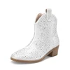 BURUDANI Girls Cowgirl Boots Kids Zip-Up Ankle Child Low Heel Dress Booties