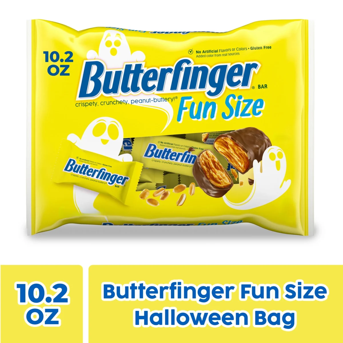 Butterfinger Fun Size Halloween Candy Bars, Chocolate-y Peanut-Buttery, Halloween Candy Bulk Individually Wrapped, Ghost