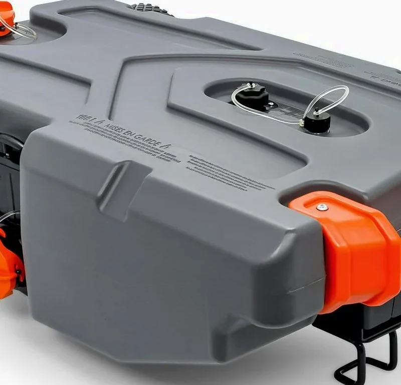 Camco Rhino Heavy Duty 28 Gallon Portable RV Waste Holding Tank With Hose And Accessories, Gray - 39004