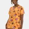 Care Bears Women's Halloween Scrub Top with Short Sleeves, Sizes S-XXXL
