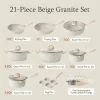 Carote 21-Piece Nonstick Granite Cookware Set, Induction Compatible, Beige
