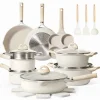 Carote 21-Piece Nonstick Granite Cookware Set, Induction Compatible, Beige