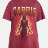 Carrie Women's Fire Halloween Graphic Tee with Short Sleeves, Sizes XXS-XXL
