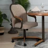 Casual Dining Swivel-Tilt Rolling Chair With Brown Fabric Upholstery