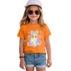 CAUYDY Halloween Ghouls Ghost Retro Girl Kids T-Shirt Graphic Tshirt Little Kids Fall Short Sleeve Tee Tops(Orange, 8-9