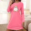 Censtreet Halloween Sleep Shirts for Women Short Sleeve Night Shirts for Sleeping Pullover Nightgown Soft Nightdress