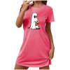 Censtreet Halloween Sleep Shirts for Women Short Sleeve Night Shirts for Sleeping Pullover Nightgown Soft Nightdress
