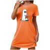 Censtreet Halloween Sleep Shirts for Women Short Sleeve Night Shirts for Sleeping Pullover Nightgown Soft Nightdress
