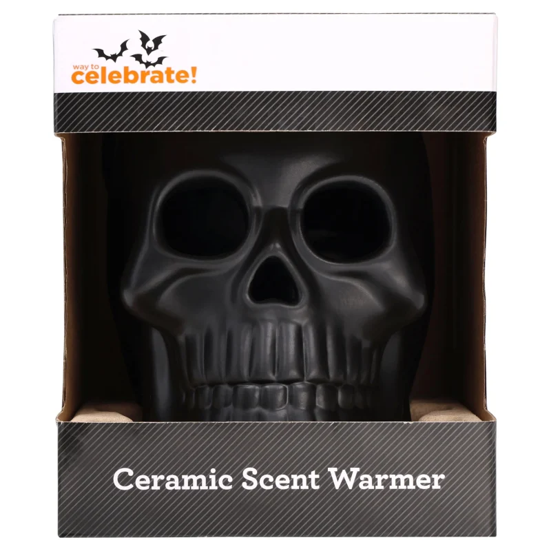 Ceramic Skull Electric Wax Warmer, Black, Halloween by Way To Celebrate