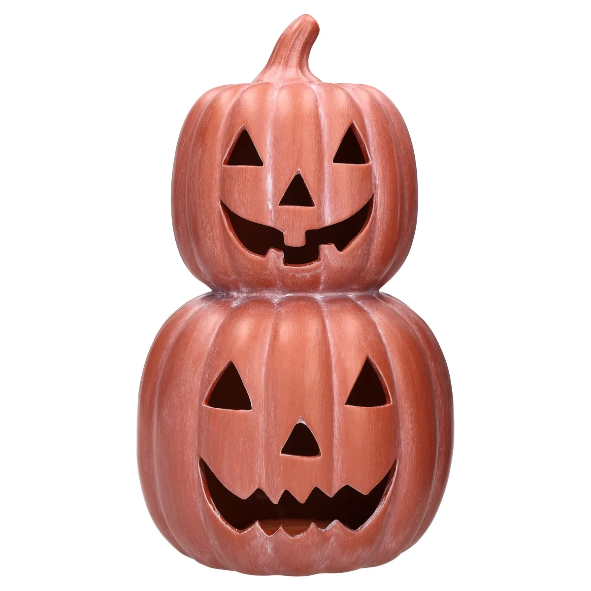Ceramic Stacked Jack-o'-Lantern Decoration, Terracotta, 11.25", Halloween by Way To Celebrate