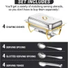 Chafing Dish Buffet Set, 8 Qt, 4 Pack, Full Size Pan, Half Gold