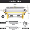 Chafing Dish Buffet Set, 8 Qt, 4 Pack, Full Size Pan, Half Gold