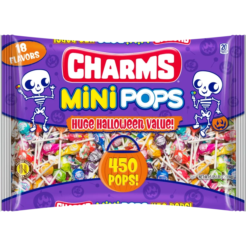 Charms Halloween Mini Lollipops Bag 5.05 lb, 450 Count. Individually Wrapped Halloween Lollipops. Gluten Free & Peanut-F