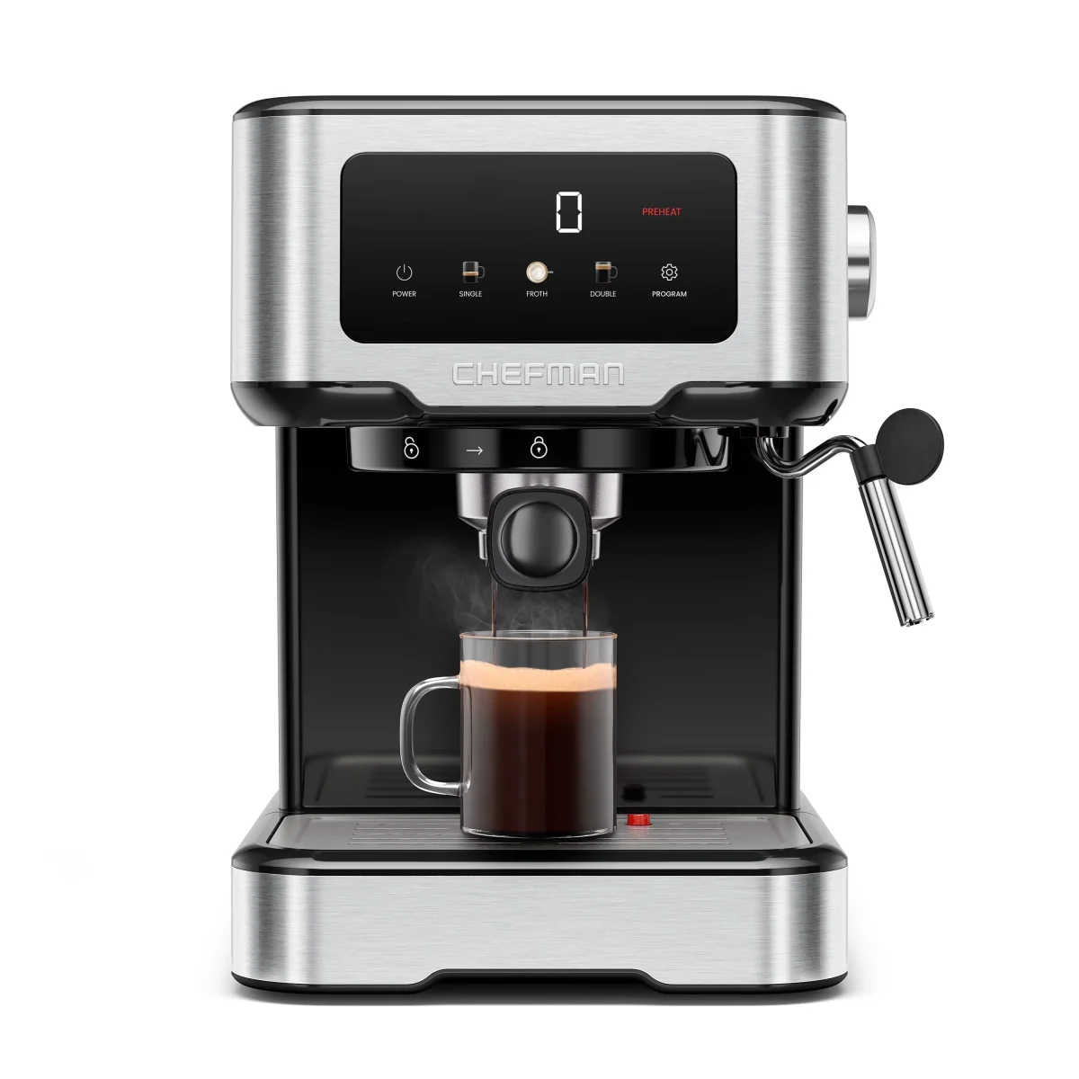 Chefman CraftBrew Espresso Machine With Steam Wand, Touch Controls, Stainless Steel - RJ54-SS-15-D