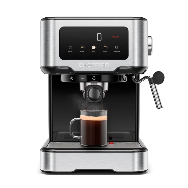 Chefman CraftBrew Espresso Machine With Steam Wand, Touch Controls, Stainless Steel - RJ54-SS-15-D