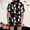ChenYiFH Halloween Pajama Sets For Women 2 Piece Pumpkin Print Shirts And Pajamas Shorts Button Down Short Sleeve Sleepw