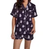 ChenYiFH Halloween Pajama Sets For Women 2 Piece Pumpkin Print Shirts And Pajamas Shorts Button Down Short Sleeve Sleepw