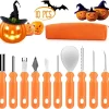 Clackibukvyz Pumpkin Carving Kit, Halloween Professional Pumpkin Cutting Supplies Tools with Carrying Bag, 10 Pcs