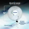 Classic 16-Inch Wall Mounted Oscillating Fan, 3-Speed, White, Metal