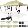 COBIZI 10x20 Heavy Duty Pop-Up Canopy Tent With 6 Sidewalls - Black