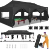 COBIZI 10x20 Heavy Duty Pop-Up Canopy Tent With 6 Sidewalls - Black