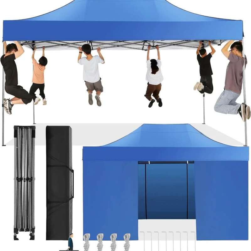 COBIZI Pop-Up Canopy 10 x 15 ft Blue With 4 Sidewalls