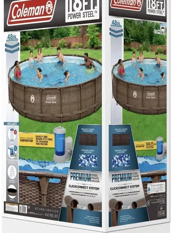 Coleman Power Steel Frame Above-Ground Swimming Pool Set 18 x 48