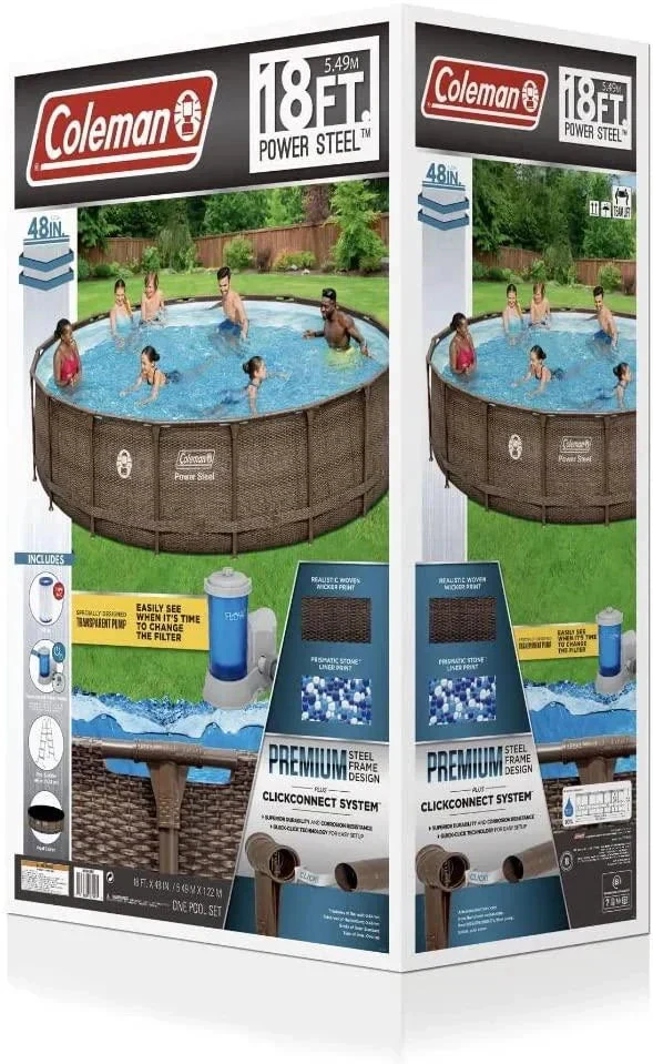 Coleman Power Steel Frame Above-Ground Swimming Pool Set 18 x 48
