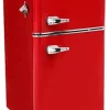 Compact Two-Door Refrigerator With Freezer, 3.2 Cu Ft, Red/Black, 19.69 x 21.06 x 33.46 Inches
