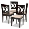 Contemporary 4-Piece Dining Chair Set With Fabric Upholstery - Espresso Brown