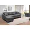 Contemporary L-Shaped Sectional Sofa With Cup Holders, Storage Chaise, Grey Or Black