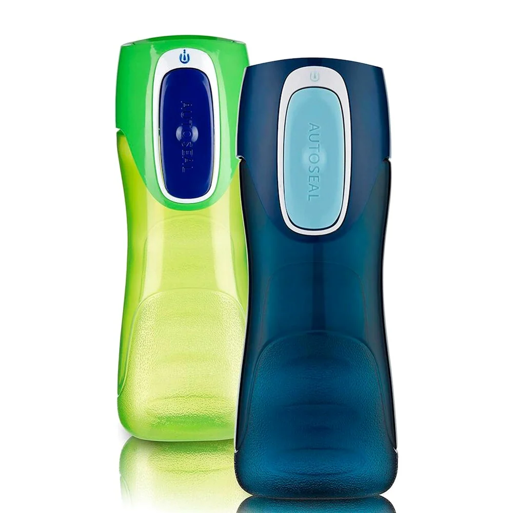 Contigo Trekker Kids Water Bottle With AUTOSEAL Lid, 14oz, 2-Pack, Granny Smith & Nautical