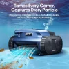 Cordless Robotic Pool Vacuum Cleaner With Track Drive, Sonar Navigation, 180W Brushless Motor, 150-Min Runtime, Dark Blu